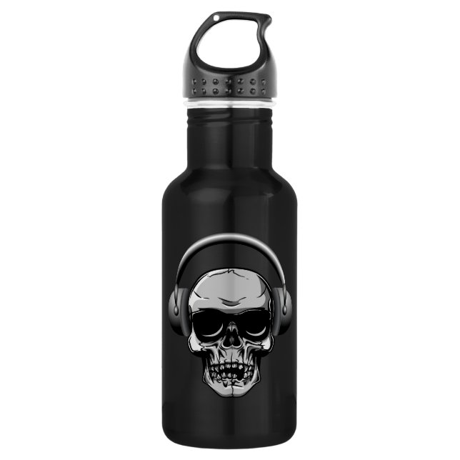 32 oz  Skull with Sunglasses & Headphones Stainless Steel Water Bottle (Front)