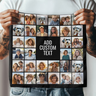 32 Photo Collage Modern Square Black - White Text Bandana