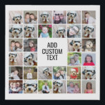 32 Photo Collage Modern Square Black - White Text Faux Canvas Print<br><div class="desc">Use cropped photos for the best results! Upload square photos from your phone or even Instagram to make a striking custom look for your home. You can use photos of friends or pets and then match your own decor by changing the color. Use color or black and white photos -...</div>