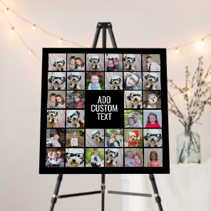 32 Photo Collage Modern Square Black - White Text Foam Board