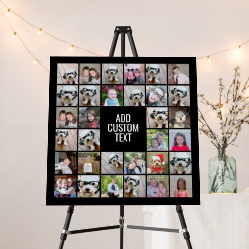 32 Photo Collage Modern Square Black _ White Text Foam Board