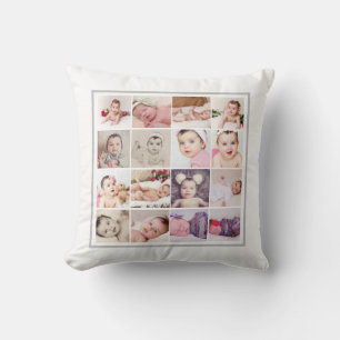 32 Photo Collage Unique Personalized Throw Pillow