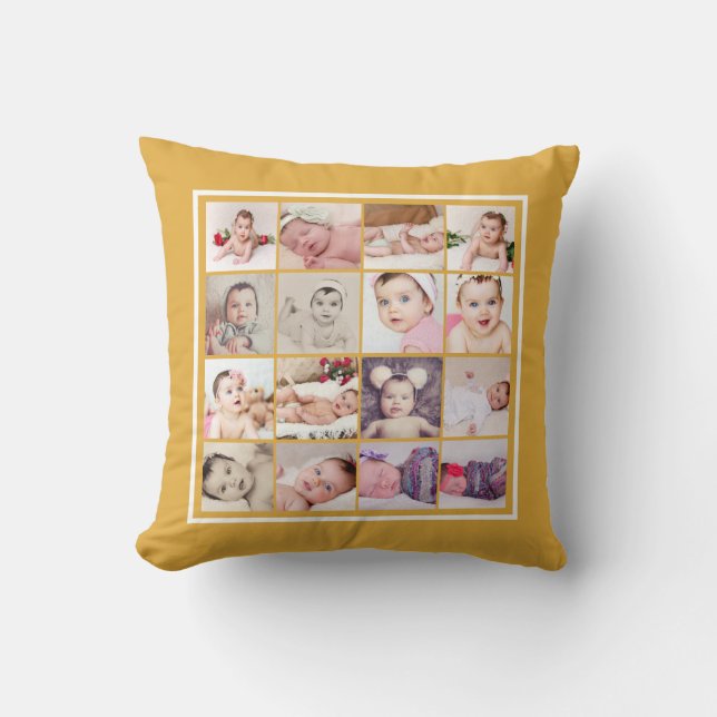 32 Photo Collage Unique Personalized Throw Pillow (Front)