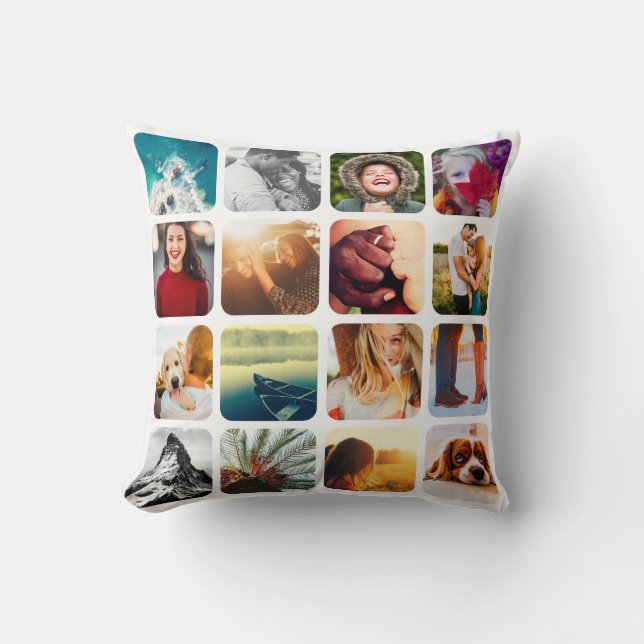 32 Photo Double Sided Template Grid White Frame Throw Pillow (Front)