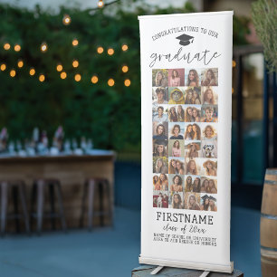 32 Photo - Graduation Modern Minimal White Retractable Banner