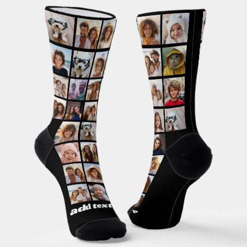 32 Photos _ pic grid all over with one line text Socks