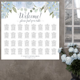 32 Table Dusty Blue Boho Chic Floral Seating Chart