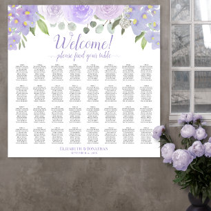 32 Table Light Purple Floral Wedding Seating Chart