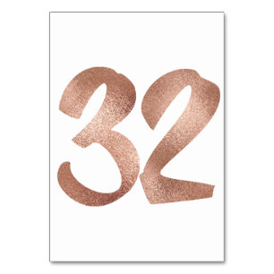 32 Table Number White Metallic Pink Rose Gold Table Number