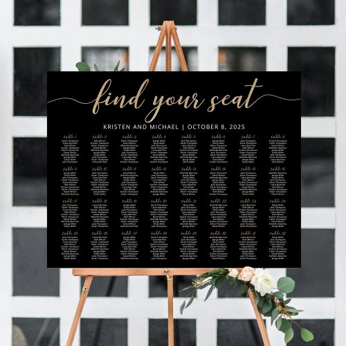 32 Tables Find Your Seat Black Seating Chart Plan