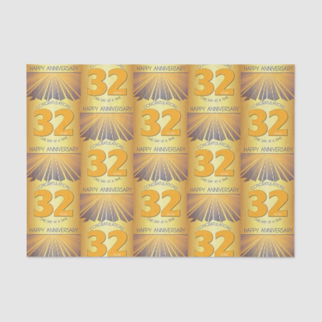 32 Year | Golden Ray 12 Step Anniversary Tissue Pa Paper (Front)