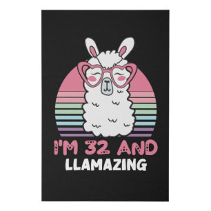 32 Year Old Bday Llamazing 32nd Birthday Llama Faux Canvas Print