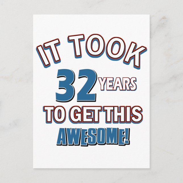 32 year old birthday designs postcard (Front)