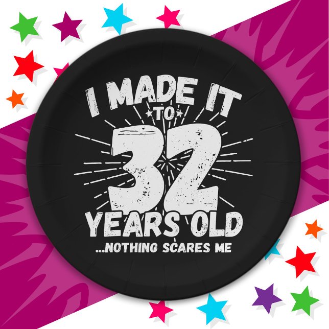 32 Year Old Sarcastic Meme Funny 32nd Birthday Paper Plates (Creator Uploaded)