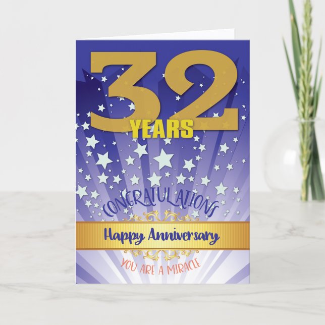 32 Year Recovery Anniversary Bold Numeral Card (Front)