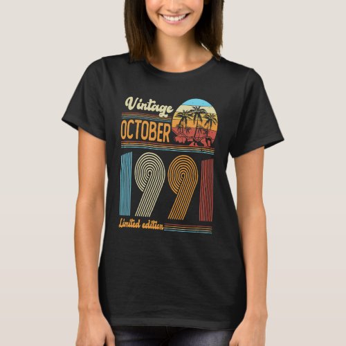 32 Years Old Birthday  Vintage October 1991 Women  T_Shirt