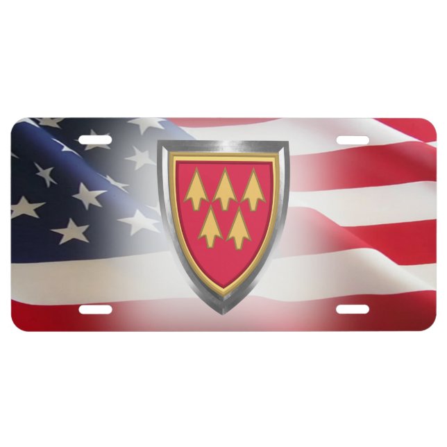 32nd Air Defense Command Custom Patch Silver License Plate (Front)