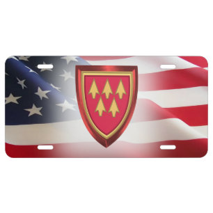 32nd Air Defense Command Patch Red Metal License Plate