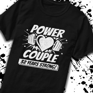 32nd Anniversary Fitness Couple 32 Years Strong T-Shirt