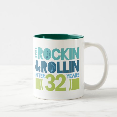 32nd Anniversary Wedding Funny Two_Tone Coffee Mug