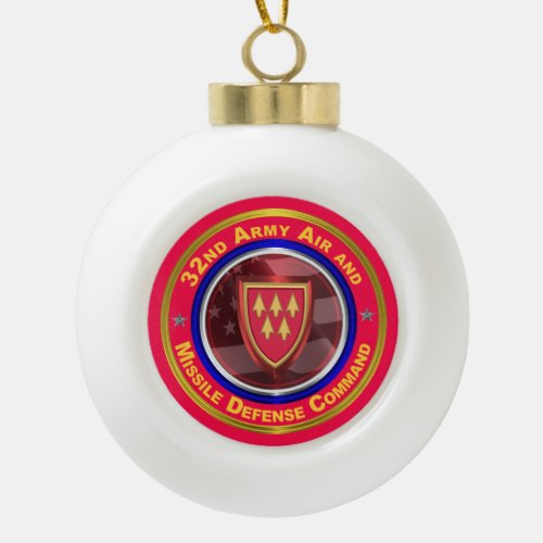 32nd Army Air and Missile Defense Command Ceramic Ball Christmas Ornament