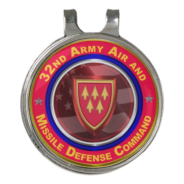 32nd Army Air and Missile Defense Command Golf Hat Clip (Front)