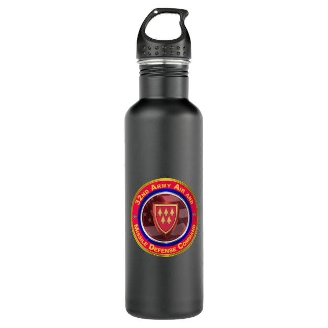 32nd Army Air and Missile Defense Command  Stainless Steel Water Bottle (Front)