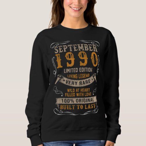 32nd Bday 1990 Years Old Retro Vintage September 1 Sweatshirt