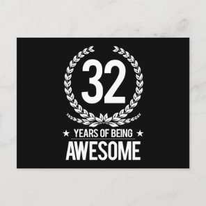 32nd Birthday (32 Years Of Being Awesome) Postcard