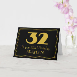 32nd Birthday: Art Deco Inspired Look "32" & Name Card