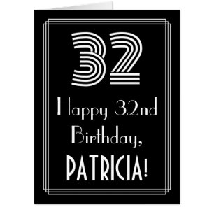 32nd Birthday — Art Deco Inspired Look “32” + Name Card