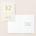 [ Thumbnail: 32nd Birthday - Art Deco Inspired Look "32" & Name Foil Card ]