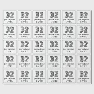 32nd Birthday: Art Deco Inspired Style "32" + Name Wrapping Paper