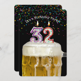 32nd Birthday Beer Party Invitation