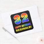 [ Thumbnail: 32nd Birthday: Bold, Fun, Simple, Rainbow 32 Sticker ]
