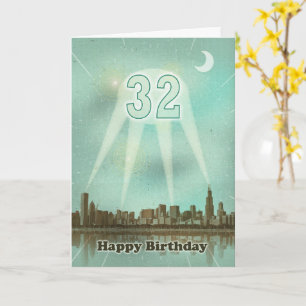 32nd Birthday City and Spotlights Card