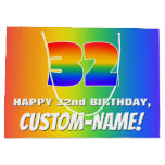 [ Thumbnail: 32nd Birthday: Colorful, Fun Rainbow Pattern # 32 Gift Bag ]