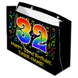 [ Thumbnail: 32nd Birthday - Colorful Music Symbols, Rainbow 32 Gift Bag ]