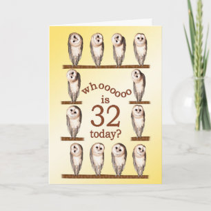 32nd birthday, Curious owls card. Card