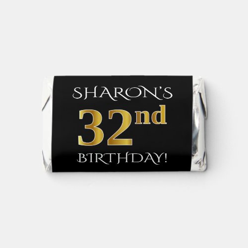 32nd Birthday  Elegant Faux Gold Look 32  Name Hersheys Miniatures