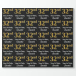 [ Thumbnail: 32nd Birthday: Elegant Luxurious Faux Gold Look # Wrapping Paper ]