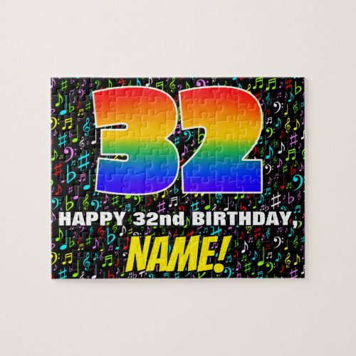 32nd Birthday â Fun Colorful Music Symbols  âœ32â Jigsaw Puzzle