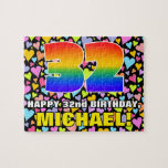 [ Thumbnail: 32nd Birthday — Fun, Loving Heart Shapes + “32” Jigsaw Puzzle ]