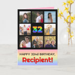 [ Thumbnail: 32nd Birthday: Fun Rainbow #, Custom Photos + Name Card ]
