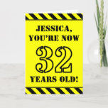 [ Thumbnail: 32nd Birthday: Fun Stencil Style Text, Custom Name Card ]