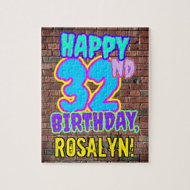32nd Birthday ~ Fun, Urban Graffiti Inspired Look Jigsaw Puzzle (Vertical)