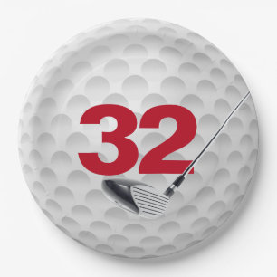 32nd Birthday Golf Ball Design  Paper Plates