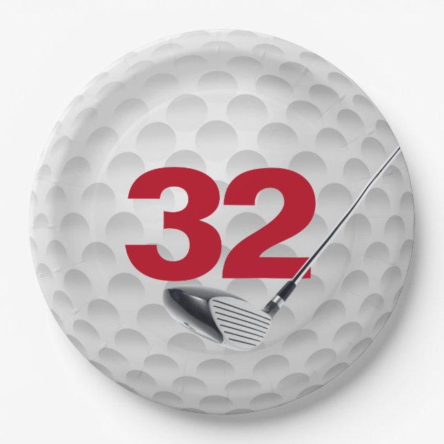 32nd Birthday Golf Ball Design  Paper Plates (Front)