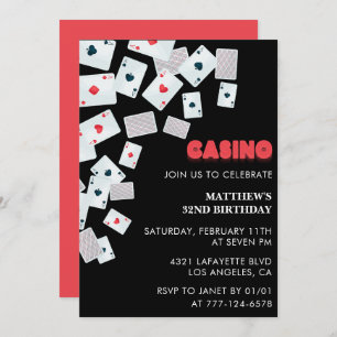 32nd birthday invitations Men Poker Casino Vegas
