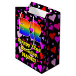 [ Thumbnail: 32nd Birthday: Loving Hearts Pattern, Rainbow # 32 Gift Bag ]